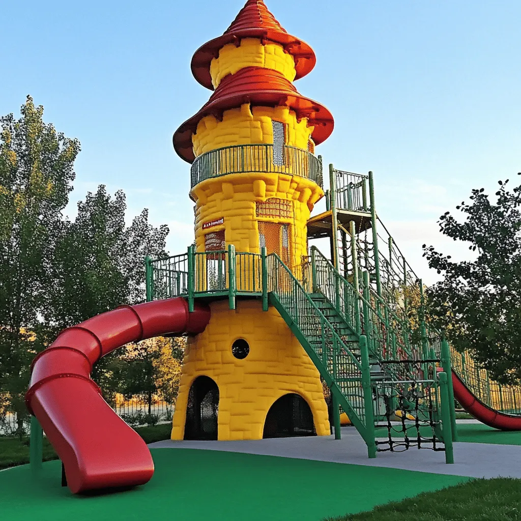 El Parque Castillo es un lugar lleno de magia y diversión. Aquí podemos ver un gran castillo donde los niños pueden jugar. La estructura de juego tipo castillo es impresionante. Tiene paredes de polímero y techos resistentes. Los niños pueden escalar, deslizarse y correr.