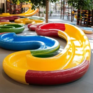 El color es crucial en los parques infantiles. Atrae a los niños y les anima a jugar. Los colores vibrantes despiertan su curiosidad y les invitan a explorar. Cada tono puede influir en su estado de ánimo. Por ejemplo, el azul calma y el amarillo alegra. Utilizar colores adecuados puede ayudar en su desarrollo.