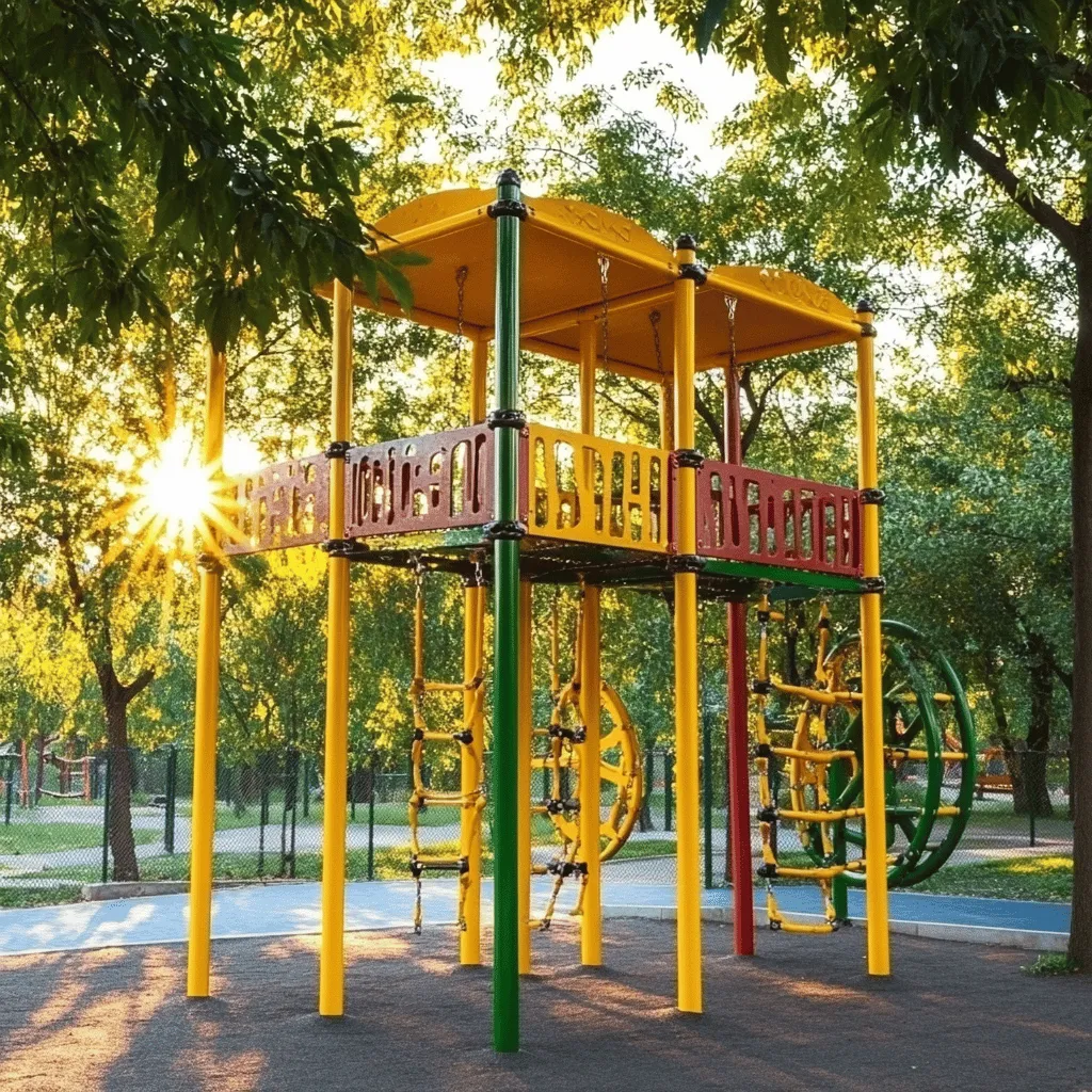 Los columpios son el alma de cualquier parque infantil. No hay nada mejor que ver a los niños reír mientras se balancean. Este simple juego ayuda en su desarrollo. Los columpios fomentan el equilibrio y la coordinación. Al usar estos juegos, los niños también socializan y comparten risas.