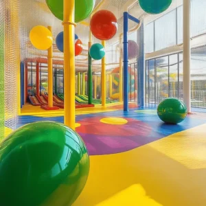 Los parques de bolas son espacios llenos de diversión. Están diseñados para que los niños jueguen y exploren. En estos parques, hay muchas bolas de colores, toboganes y túneles. Todo está hecho para que los niños se diviertan sin parar. Tienen áreas suaves para que no se lastimen. También son muy seguros, gracias a las normas que los regulan. Los niños pueden jugar juntos y aprender a socializar.